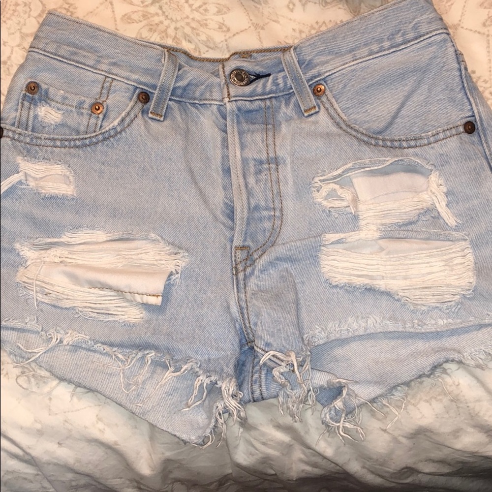 Light wash high waisted shorts